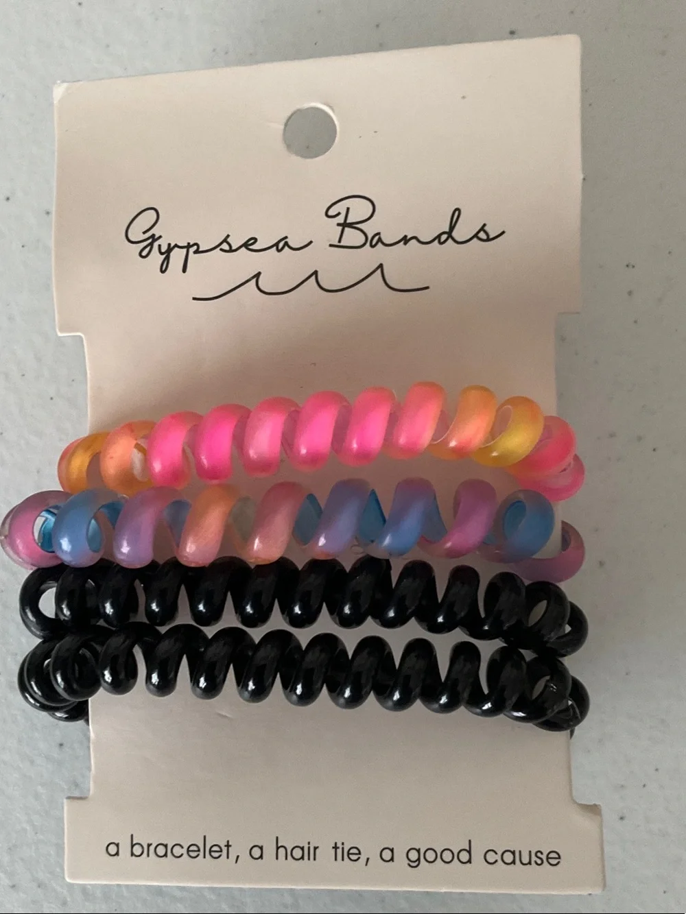 Multicolor & Black Spiral Hair Ties - 4 Pack